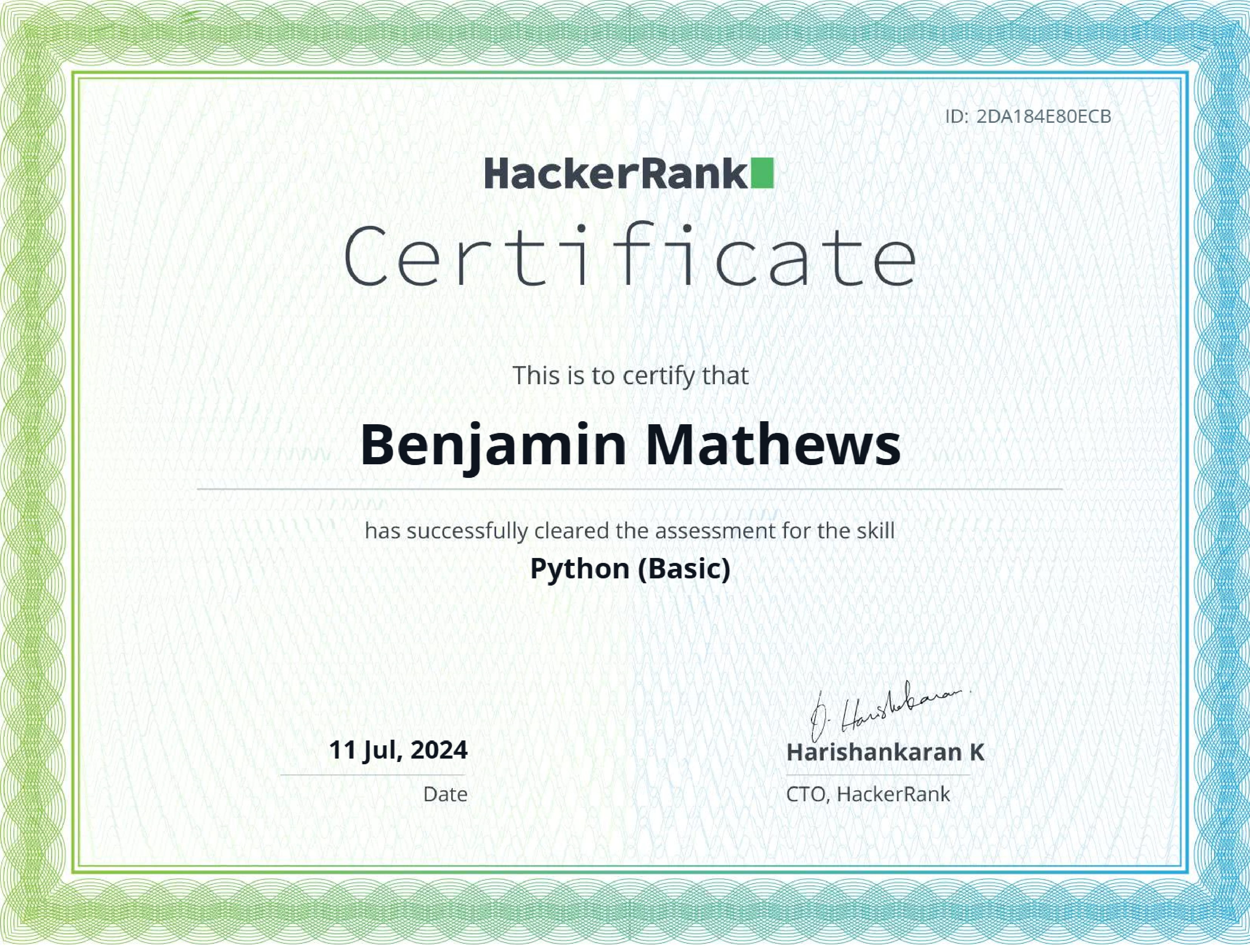 Python Basic Certification